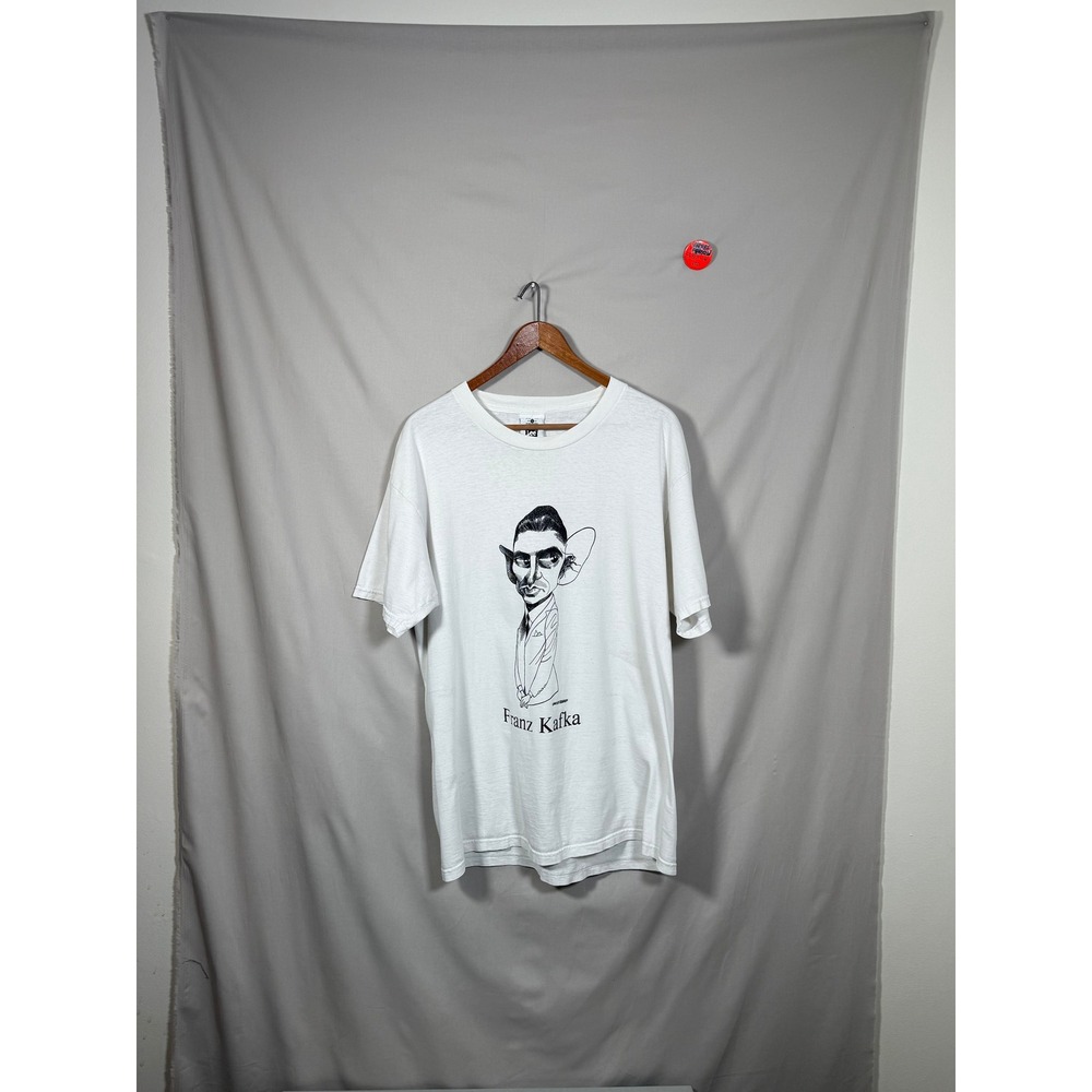 Vintage Lee Franz Kafka Graphic T-Shirt White Large 90s Literary Art Tee
